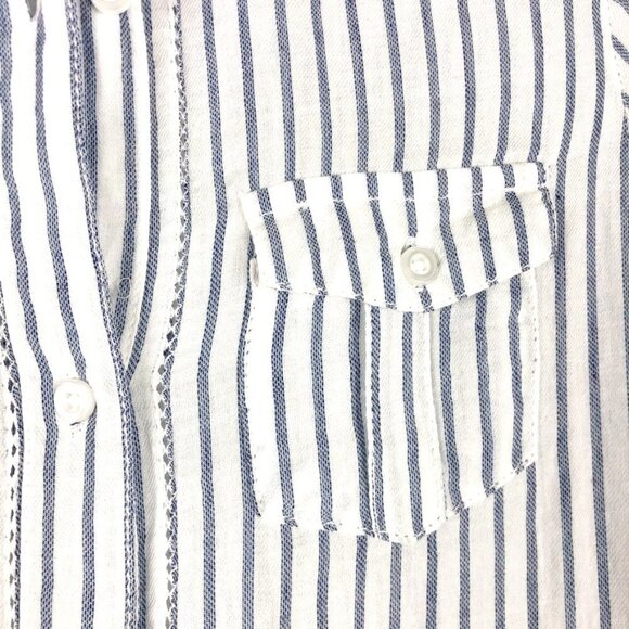 Japna Shirt Kids Size 12 White Blue Striped Button Down 100% Cotton Lightweight - Picture 3 of 12